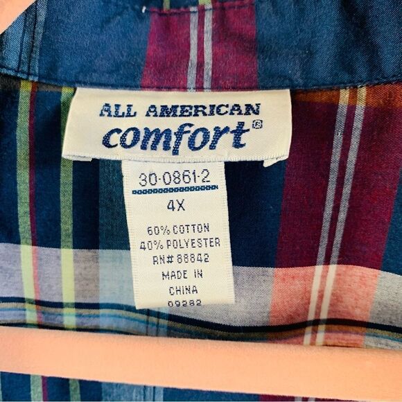 All American Comfort Blue Plaid Long Sleeve Shirt - Picture 3 of 3